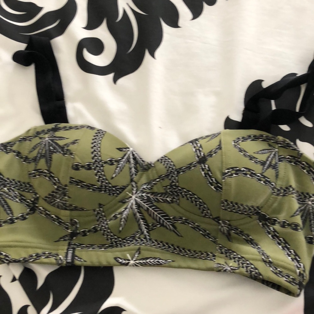 Crooks and castle weed bra chain bra top